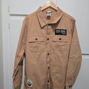 Disney Star Wars Patchwork Jacket Millenium Falcon Shirt Jacket Beige Large NEW